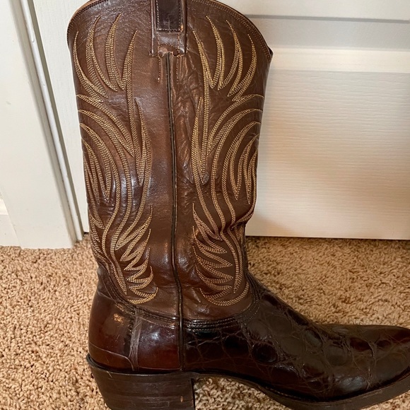 Nocona Men’s Brown Alligator Cowboy Boots Size 9D - Picture 6 of 12